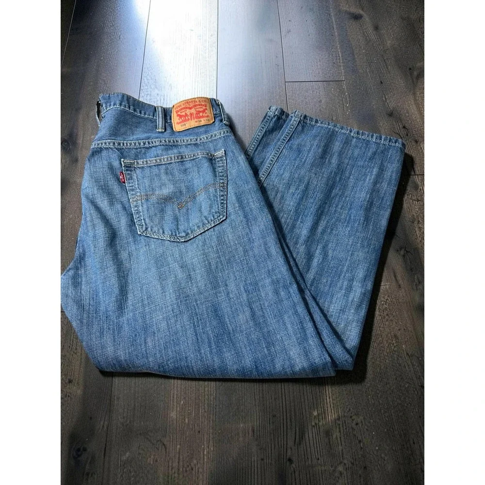 Levis 569 Loose Straight Leg Jeans Mens 38x32 Med Wash Blue Denim